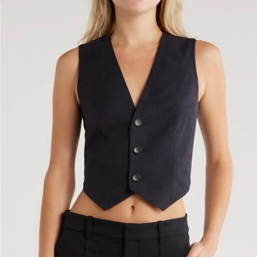 A.L.C. Maxwell Plaid Cropped Vest NWT wool/cotton(Sz 00) 397